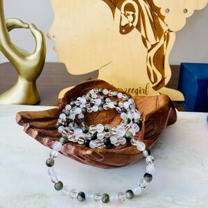 Handmade Rose Quartz Clear Quartz & Labradorite Gemstone Bead Bracelet 6mm